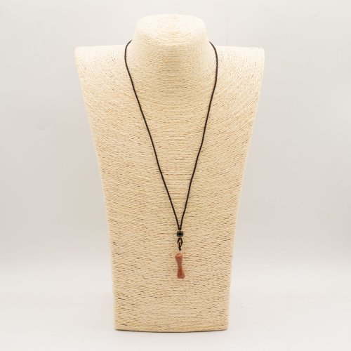 (image for) Cord Necklace Gemstone Pendant - Goldstone Bone
