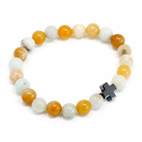 (image for) Set of 2 Gemstones Friendship Bracelets - Loyalty - Amazonite & Yellow Jasper