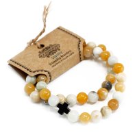(image for) Set of 2 Gemstones Friendship Bracelets - Loyalty - Amazonite & Yellow Jasper