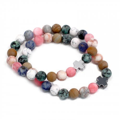 (image for) Set of 2 Gemstones Friendship Bracelets - Harmony - Rainbow Gemstones