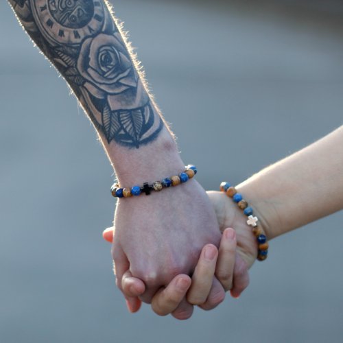 (image for) Set of 2 Gemstones Friendship Bracelets - Support - Sodalite & Picture Stone