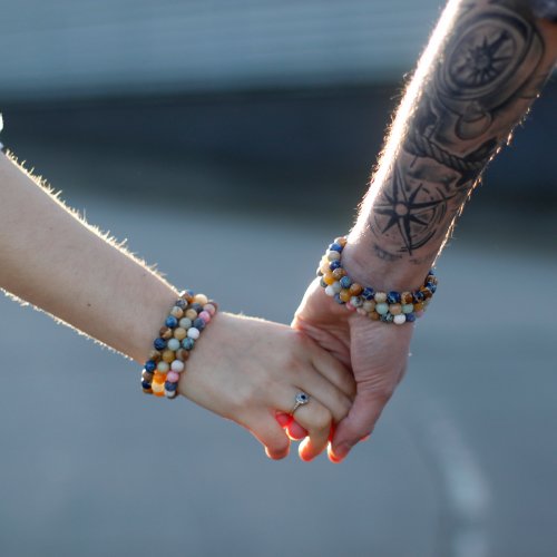 (image for) Set of 2 Gemstones Friendship Bracelets - Support - Sodalite & Picture Stone
