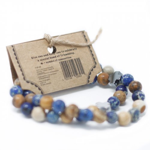 (image for) Set of 2 Gemstones Friendship Bracelets - Support - Sodalite & Picture Stone