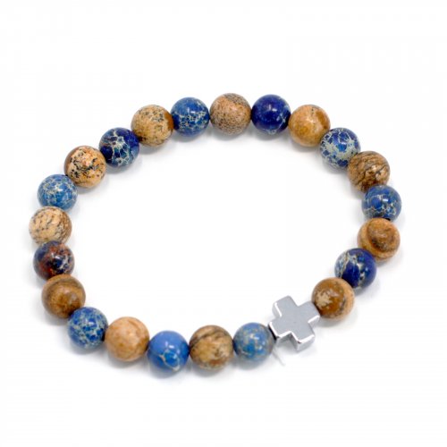 (image for) Set of 2 Gemstones Friendship Bracelets - Support - Sodalite & Picture Stone