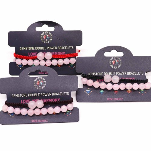 (image for) Gemstone Double Power Bracelets- Rose Quartz