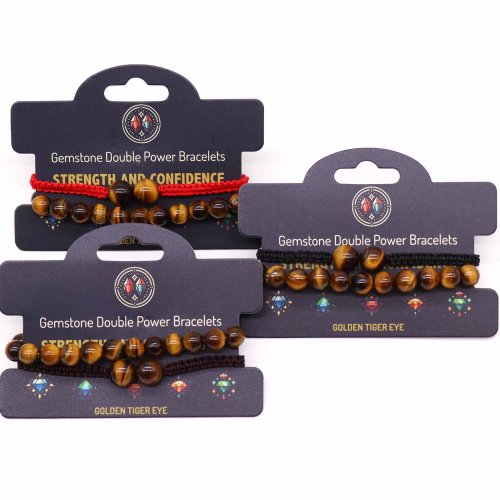 (image for) Gemstone Double Power Bracelets- Tiger Eye