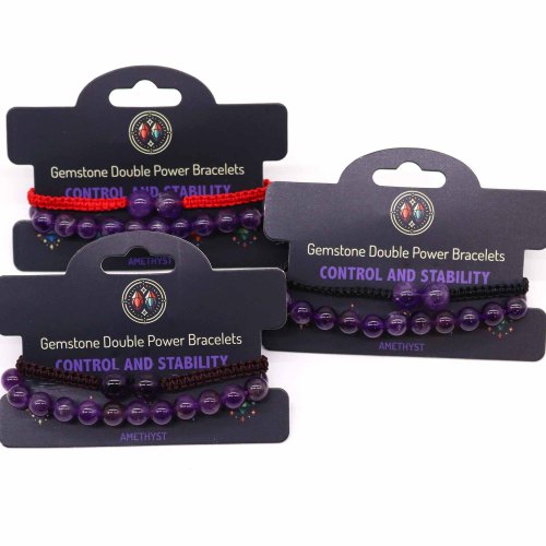 (image for) Gemstone Double Power Bracelets- Amethyst