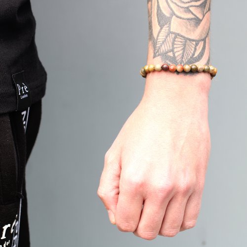 (image for) 18K Gold Plated Gemstone Black String Bracelet - Tiger Eye