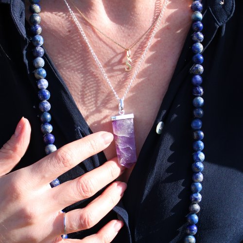 (image for) Gemstone Flat Pencil Pendant - Black Agate