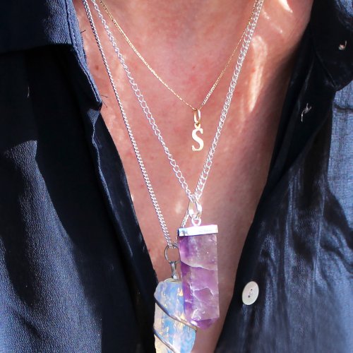 (image for) Gemstone Flat Pencil Pendant - Black Agate