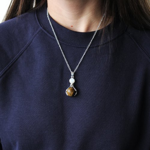 (image for) Gemstone Healing Hands Pendant - Black Agate