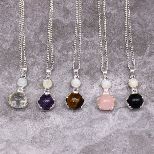(image for) Gemstone Healing Hands Pendant - Black Agate