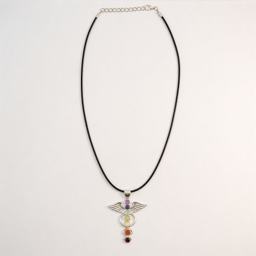 (image for) Indian Devotional Pendant - Silver Plated (45cm Cord)- Angel Chakra