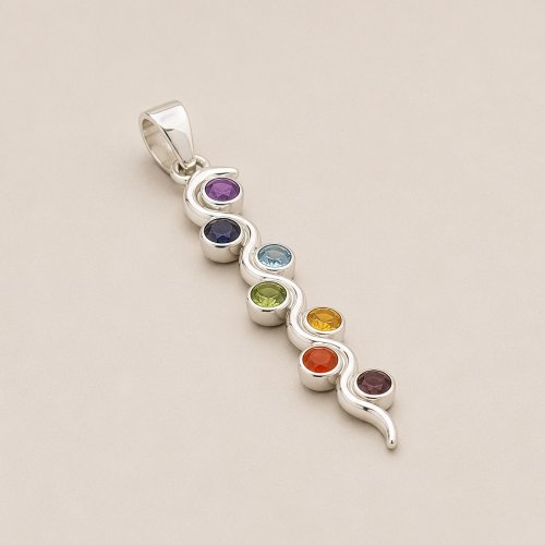(image for) Indian Devotional Pendant - Silver Plated (45cm Cord)- Snake Chakra