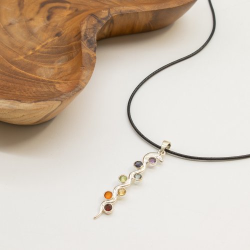 (image for) Indian Devotional Pendant - Silver Plated (45cm Cord)- Snake Chakra