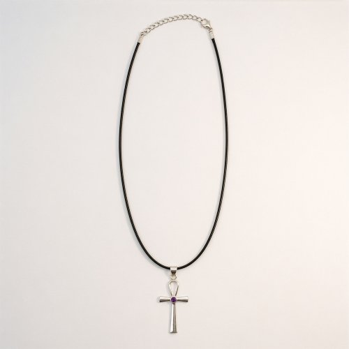 (image for) Indian Devotional Pendant - Silver Plated (45cm Cord)- Ankh Symbol of Eternal Life