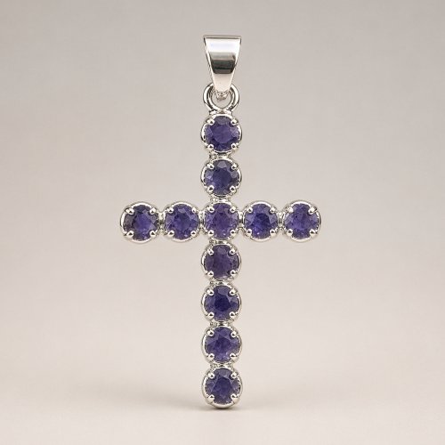 (image for) Indian Devotional Pendant - Silver Plated (45cm Chain)- Ionite Crucifix