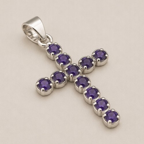 (image for) Indian Devotional Pendant - Silver Plated (45cm Chain)- Ionite Crucifix