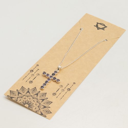 (image for) Indian Devotional Pendant - Silver Plated (45cm Chain)- Ionite Crucifix