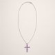(image for) Indian Devotional Pendant - Silver Plated (45cm Chain)- Amethyst Crucifix
