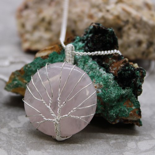 (image for) Tree of Life Gemstone Necklace - Rose Quartz