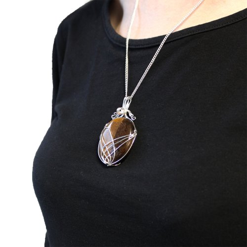(image for) Swirl Wrapped Gemstone Necklace - Tiger Eye