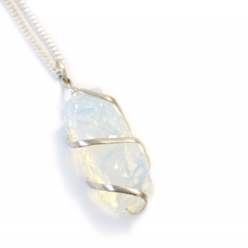 (image for) Cascade Wrapped Gemstone Necklace - Rough Opalite