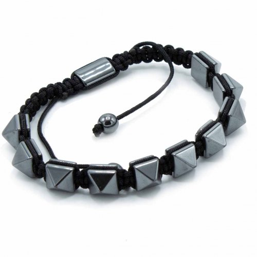 (image for) Magnetic Hematite Shamballa Bracelet - Spiky Pyramids