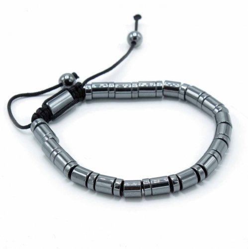 (image for) Magnetic Hematite Shamballa Bracelet - Cylinders & Circles