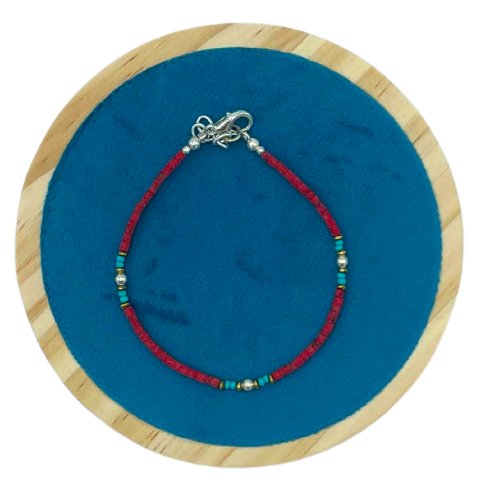 (image for) Nepalese Extra Fine Gem Bracelet - Coral Tribal Bead