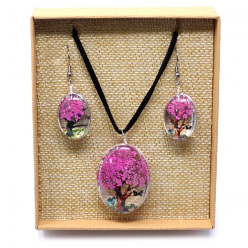 (image for) Pressed Flowers - Tree of Life set - Bright Pink