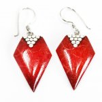 (image for) Silver Earrings - Red Coral **