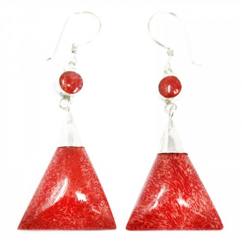 (image for) 925 Silver Earrings - Triangle Double Drop