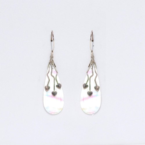 (image for) Shell & Silver Earrings - Three Hearts - MOP