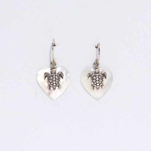 (image for) Shell & Silver Earrings - Sea Turtle - MOP