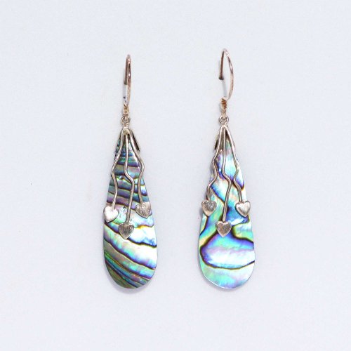 (image for) Shell & Silver Earrings - Three Hearts - Abalone