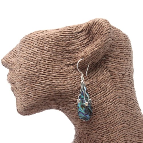 (image for) Shell & Silver Earrings - Three Hearts - Abalone