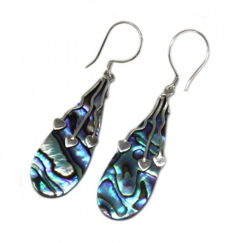 (image for) Shell & Silver Earrings - Three Hearts - Abalone