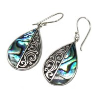 (image for) Shell & Silver Earrings - Teardrop- Abalone