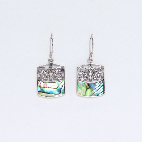 (image for) Shell & Silver Earrings - Dragonfly - Abalone