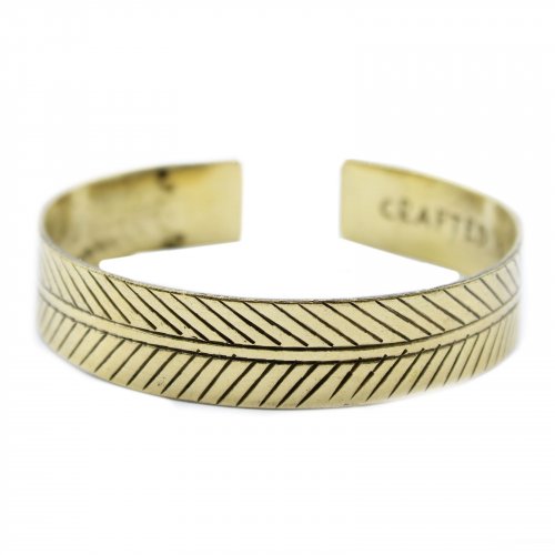 (image for) Brass Tibetan Bracelet - Wide Tribal Leaf
