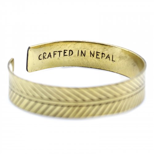 (image for) Brass Tibetan Bracelet - Wide Tribal Leaf