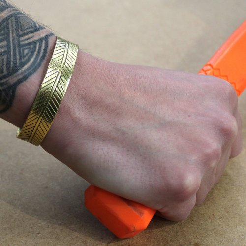 (image for) Brass Tibetan Bracelet - Wide Tribal Leaf