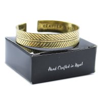 (image for) Brass Tibetan Bracelet - Wide Tribal Leaf
