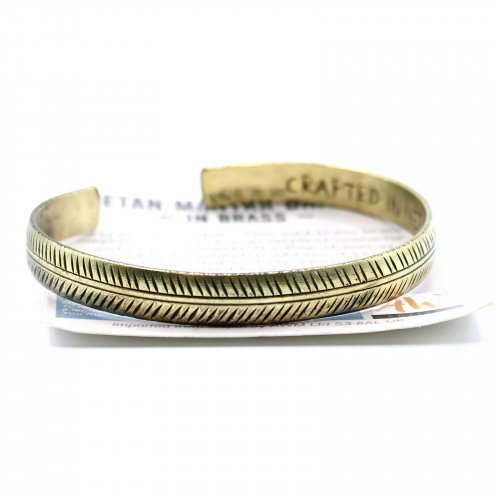 (image for) Brass Tibetan Bracelet - Slim Tribal Leaf