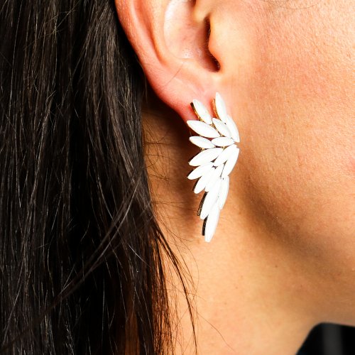 (image for) Pearl - Vintage Glass - Angel Wings - Earrings