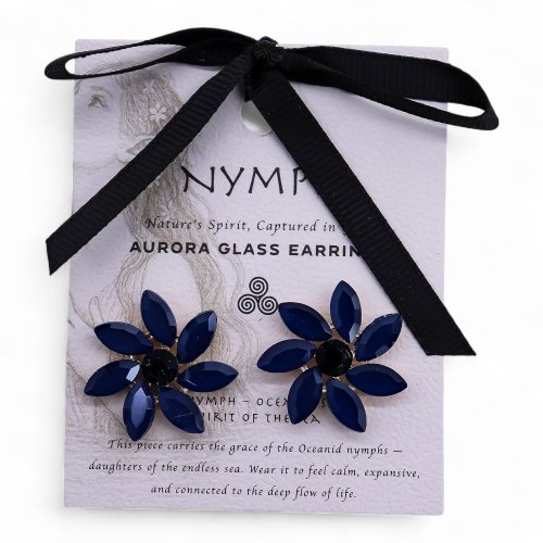 (image for) Royal Blue - Vintage Glass - Flowers - Earrings