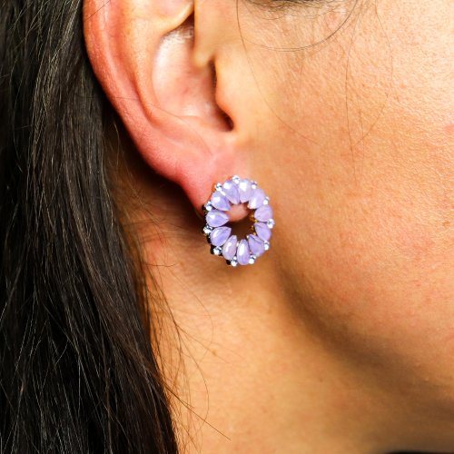 (image for) Lavender - Vintage Glass - Loop - Earrings