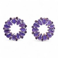 (image for) Lavender - Vintage Glass - Loop - Earrings