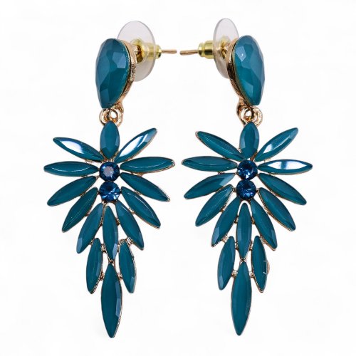 (image for) Teal Green - Vintage Glass - Long Drop - Earrings